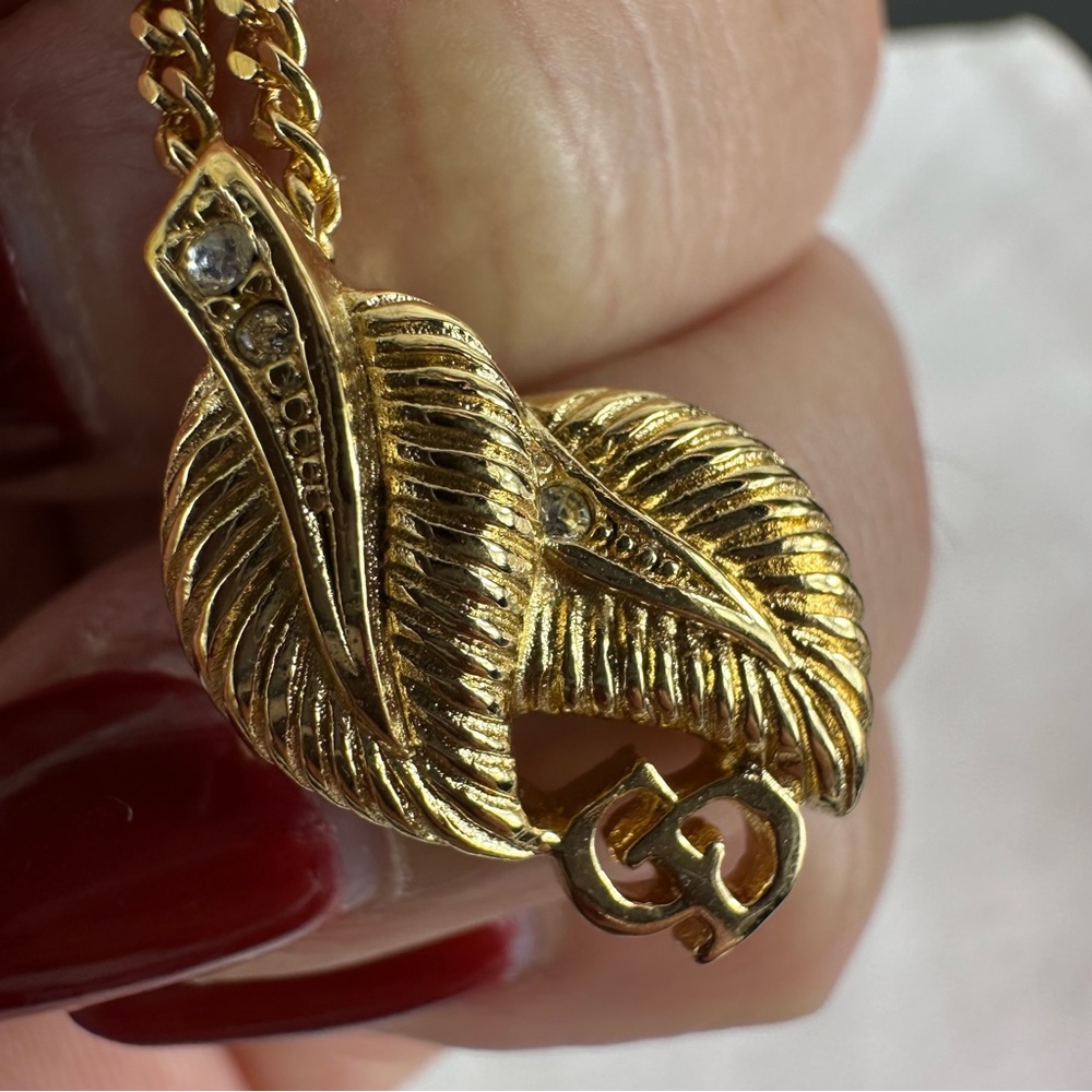 NE10 Christian Dior leaf CD logo necklace - Picture 1 of 7